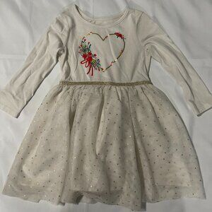 Cat & Jack Flower Heart Girls Shirt Tutu Dress Hearts Size 4T